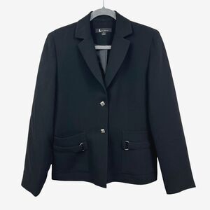 Larry Levine Suits Womens Blazer Two Button Lined Pockets Black Size‎ 6